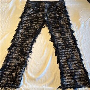 Rockstar Original Distressed Flared ( RSM 205 ) Denim Black Jeans , 42 , $43